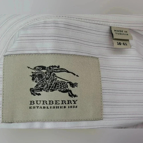 NWT Burberry Mens Dress Shirt White Pink Striped Current Tag Size 16 x 35 /41 EU - Picture 11 of 16
